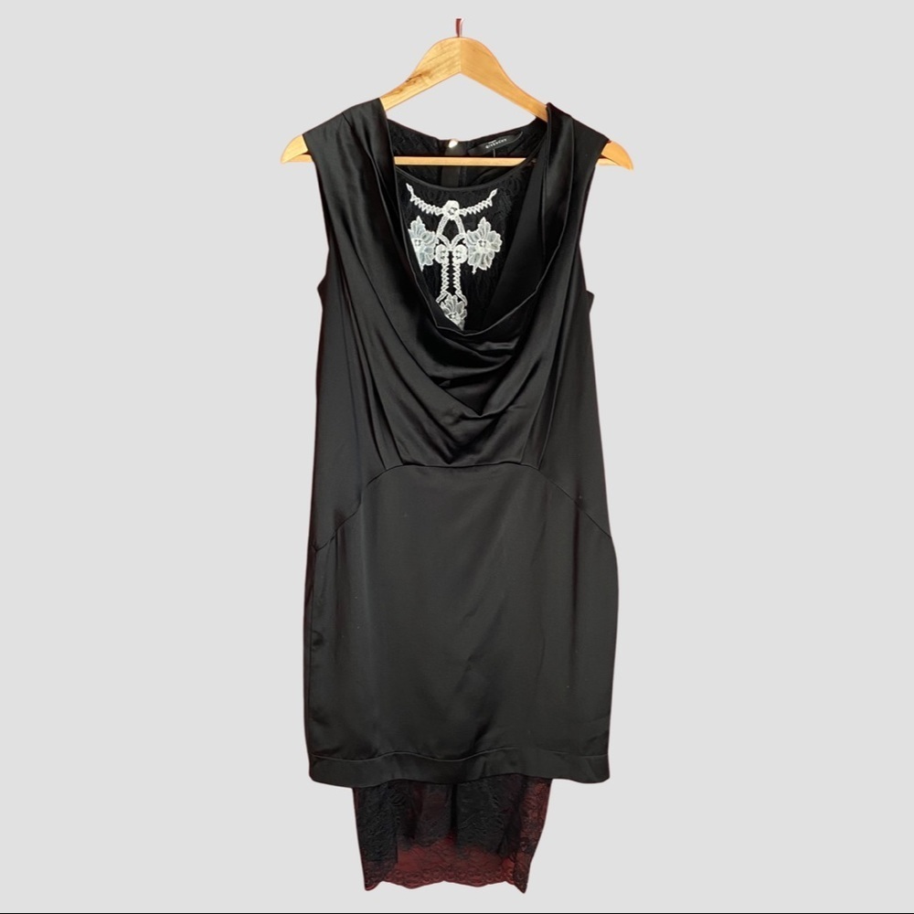 Givenchy Black Silk Sleeveless Mock Neck Lace Dress EU38